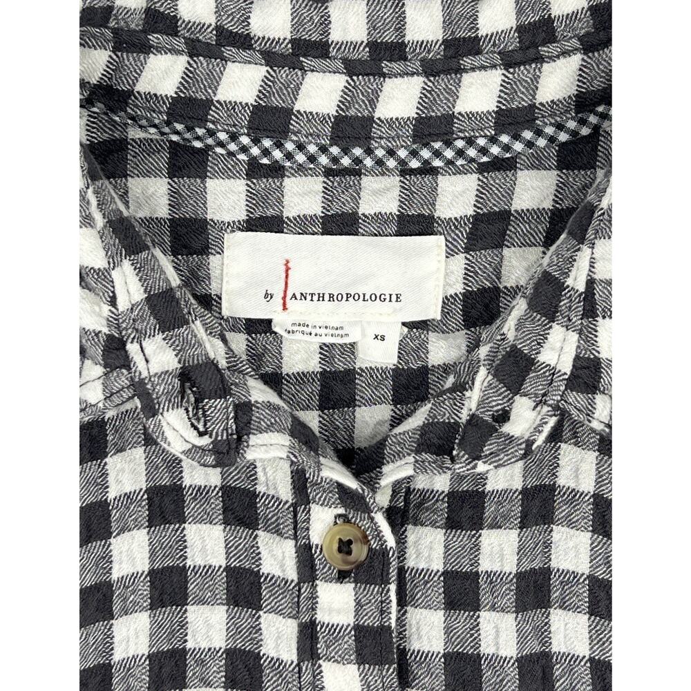 Anthropologie Isadora Button Back Shirt XS Black White Gingham Soft Flannel - Picture 4 of 9